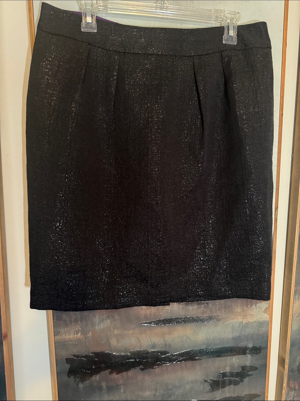 Banana Republic Black Textured Pencil Knee Length Skirt Size 14